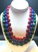 Beautiful Large 1609 Ctw Mined From The Earth Natural Ruby,  Blue Sapphire and Emerald Necklace