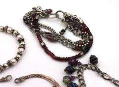 Group lot of 4 vintage 925 sterling silver beaded bracelets