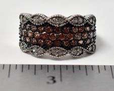 Orange and White Cz Ring in Sterling Silver