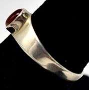Cute Simple Band Ring with Orange Stone in Sterling Silver