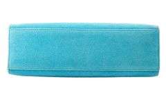 Hermes Kelly Doblis Mini Turquoise Suede Clutch W/Dustbag