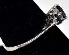 Blue Sapphire and Cz Ring in Sterling Silver