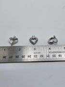 3 Very Nice group lot of 14k white gold heart pendents with diamond