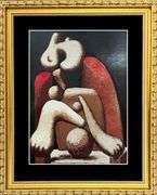 Vintage Pablo Picasso, Woman in a Red Armchair
