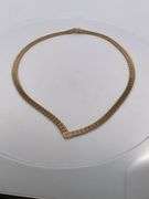 14K YELLOW GOLD CHEVRON MESH NECKLACE