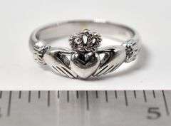 Perfect 14k White Gold Claddagh Ring