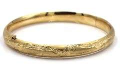 In Demand 14K YG 8" Etched Bangle