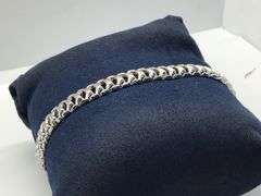 14K White Gold Vintage Cuban Link Bracelet