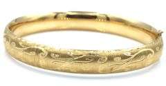 Pretty Patterned 14k yellow gold Opening Bangle