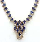Fantastic 28.57CTW Oval Emerald-Cut Kyanite & 2.75CTW Diamond Necklace in 14K Yellow Gold Over Sterl