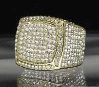 Men's Bold 14 Kt Gold Plate 17.5 Cttw Lab Simulated Diamond Ring