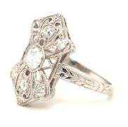 Antique 14kt white gold 0.80ctw Euro cut diamond ring