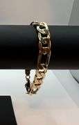 Sharp Italian 35.4 Gram 14 K Yellow Gold Plate Figaro Bracelet