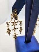Collector's item! Rare 18K Gold with Diamond and Amethyst Chandelier Earrings