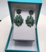 Handmade Elegant Earrings with 12.0ct Natural Colombian Emeralds & 1.5ct Diamond Accents