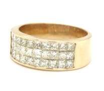 14kt Yellow gold 1ctw invisible set diamond wide band