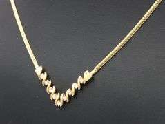 Pretty 14K YG V of Diamonds Necklace