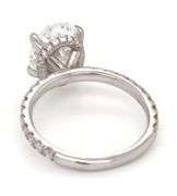 14kt White gold 3.15ct oval lab grown diamond in micro pave ring
