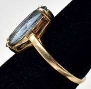 Enchanting 10k Yellow Gold Blue Topaz Gemstone Ring