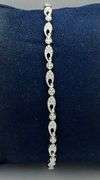 14K White Gold Antique Round Brilliant Cut Diamond Bracelet