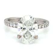 14kt White gold 3.15ct oval lab grown diamond in micro pave ring