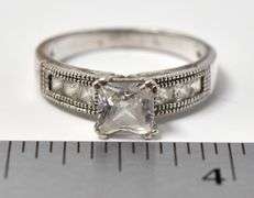 White Cz Band Ring in Sterling Silver