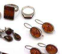 Group lot of vintage 925 sterling silver amber jewelry