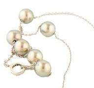 Mikimoto Cultured Black South Sea Pearls and 0.30ctw Diamond Lariat Necklace in 18K
