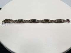Elegant over 5.5ct Natural black opal with 2.99 ct diamond Bracelet-  in Sterling Silver – Size 7