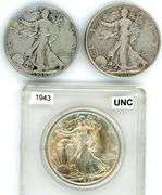 3 Different Walking Liberty Silver Half Dollars: 1939-D – 1946-S