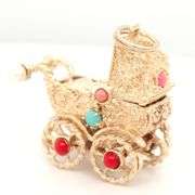 14kt Yellow gold Fancy Pram charm pendant
