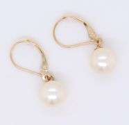 14kt Yellow Gold 8.5mm Pearl Drop Huggies Earrings