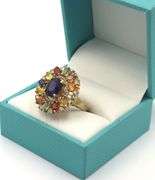 Darling 8.15CTW Multi Color Sapphire Ring in 14K Yellow Gold Over Sterling Silver
