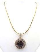 Stunning Massive 25.58CTS Round Cabochon-Cut Star Ruby & 3.40CTW White Sapphire Pendant on Adjustabl