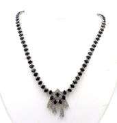 Stunning 37.00 Pear Shaped Faceted Blue Sapphire & 6.05 Diamond Necklace in 14K White Gold Over Ster