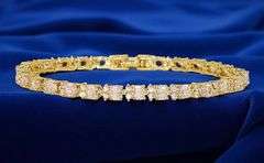18 Kt Yellow Gold Plated 7.25 Ctw Lab Simulated Diamond Tennis Bracelet