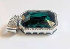 Plated Huge 62.5 Ct Simulated Emerald Diamond Pendant