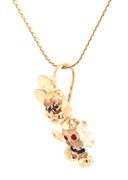 14kt Yellow gold Disney Mickey Mouse sapphire eyes pendant on chain