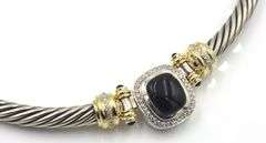 David YUrman Albion cable two tone black onyx and diamond choket necklace in 925 sterling silver