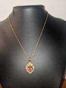 18 Kt Yellow Gold Plate Lab Simulated Orange Sapphire 4 Piece Jewelry Set