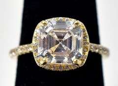 Halo Style Engagement Ring with CZ in Sterling Silver