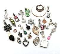 Group lot of vintage 925 sterling silver pendants