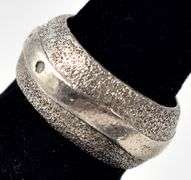 Textured Band Ring with Three Gemstones in Sterling Silver