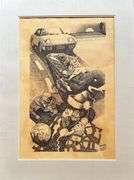 Vintage Lithograph by Henry Paul – Surreal Street Narrative (1973)