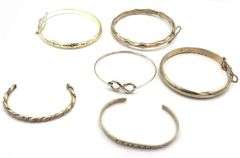 Vintage 925 sterling silver group lot of 6 cuff bangles