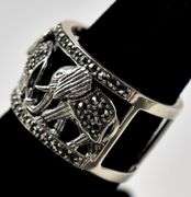 Marcasite Elephant Motif Ring in Sterling Silver