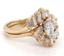 14kt Yellow gold 0.60ctw RBC and baguette diamond engagement ring