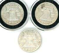 3 Different Silver Franklin Half Dollars: 1960-1963-D