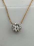 BRAND NEW 14K WHITE GOLD DIAMOND SOLITAIRE CHAIN AND PENDNANT
