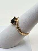 14K yellow gold with sapphire and diamond ring size# 7.5